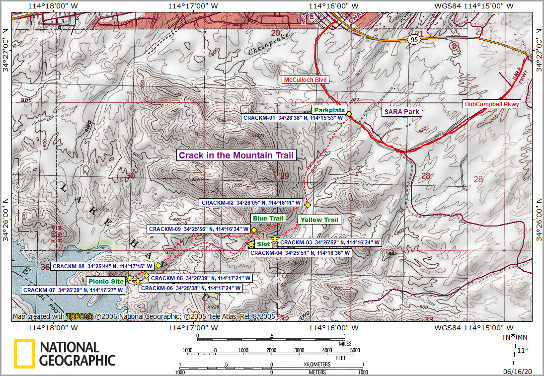 Karte Crack in the Mountain Trail