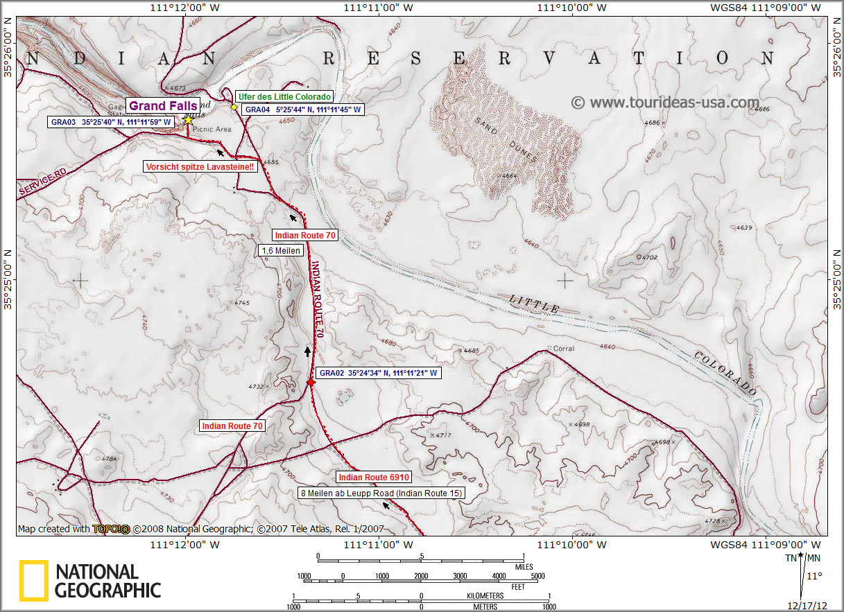 Karte Grand Falls of the Little Colorado