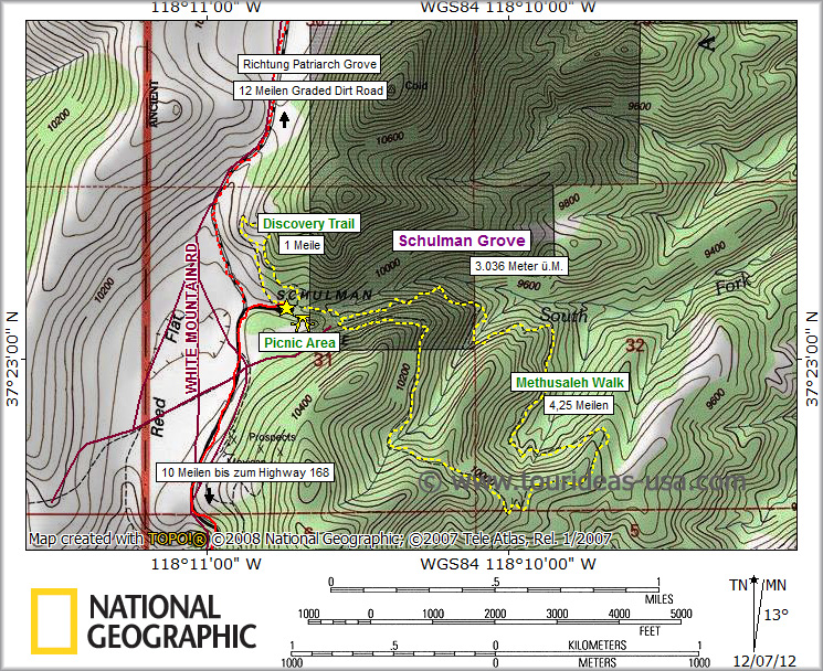Karte Ancient Bristlecone Pine Forest