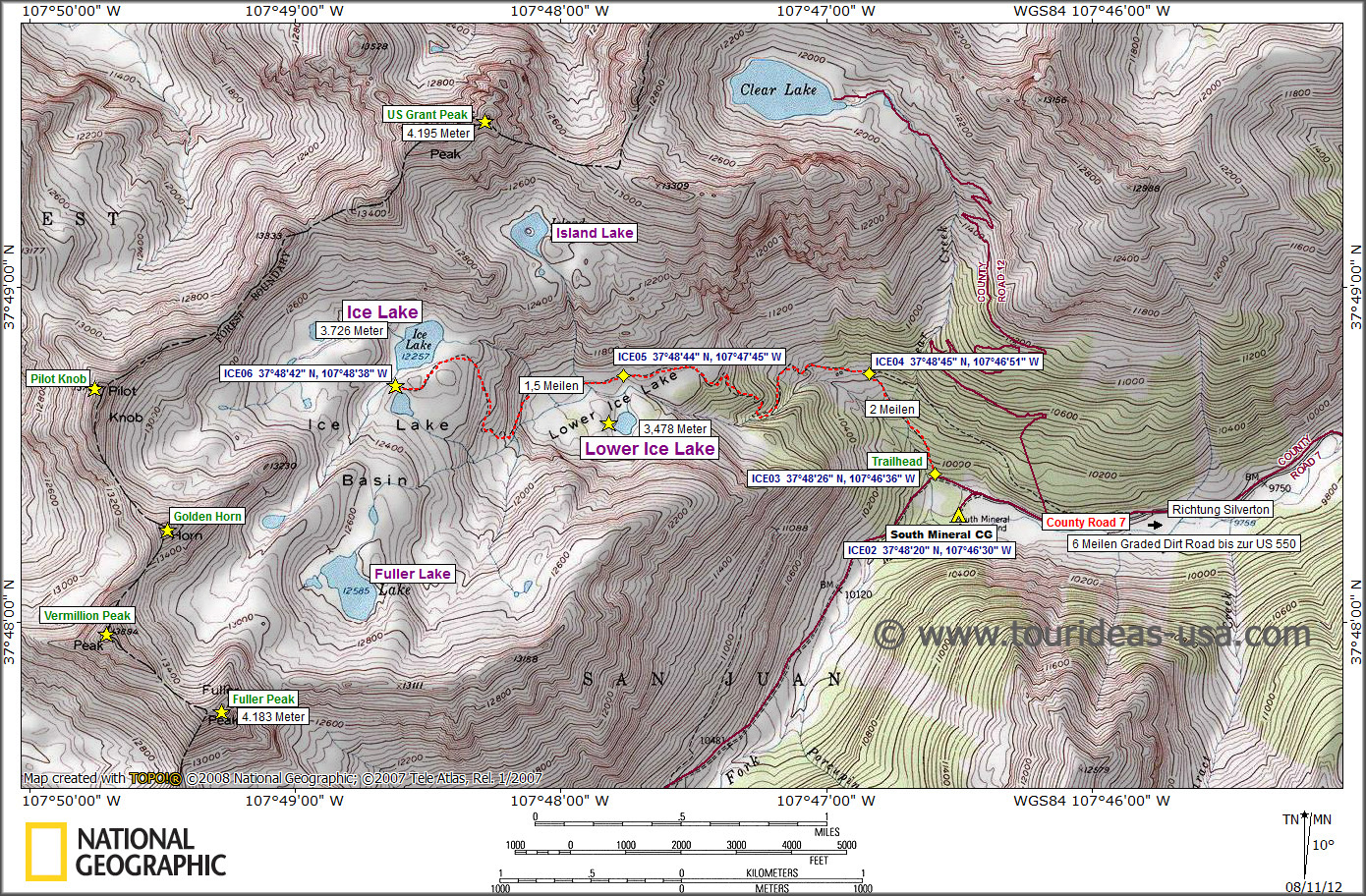 Karte Ice Lake Basin