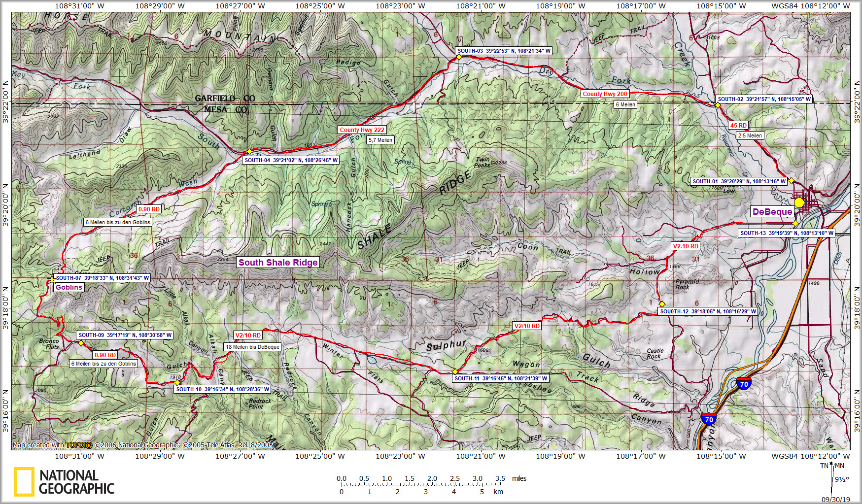 Karte South Shale Ridge