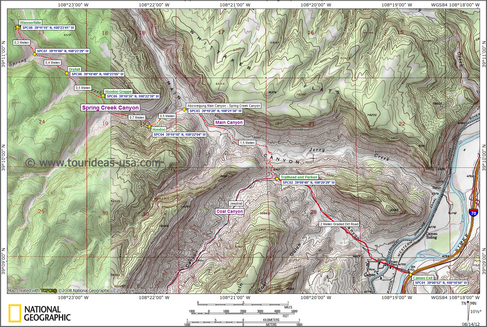 Karte Spring Creek Canyon
