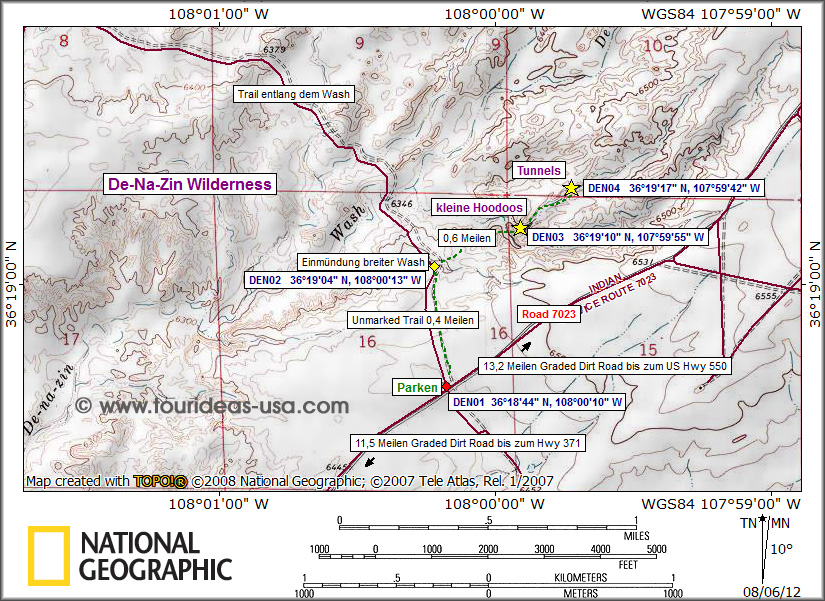 Karte Denazin Wilderness Area