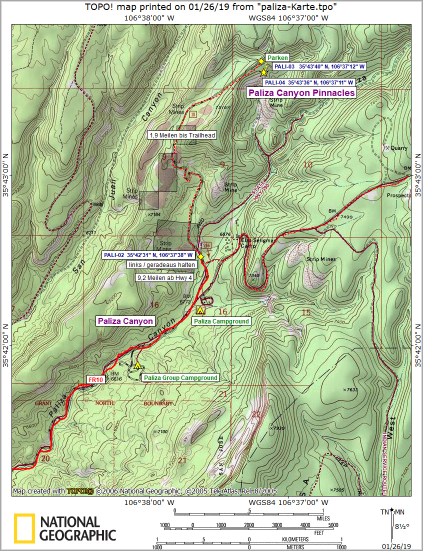 Karte Paliza Canyon Pinnacles
