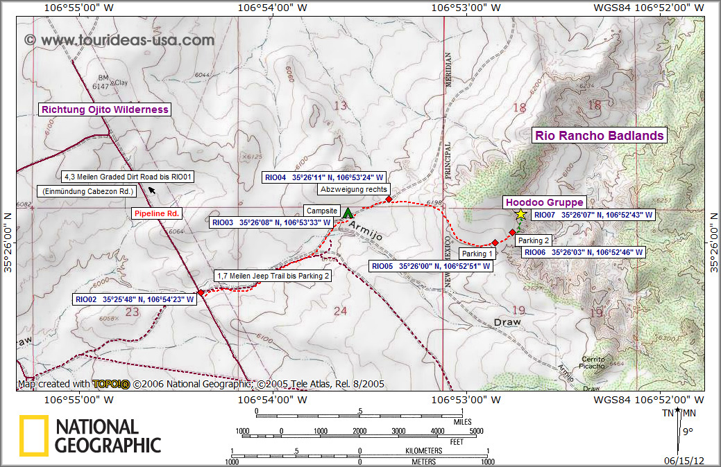 Karte Rio Rancho Badlands